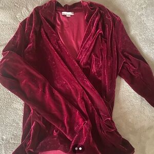 Velvet Wrap Top in Rich Burgundy